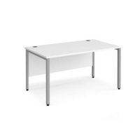 Maestro 25 straight desk 1400mm x 800mm - silver bench leg frame and white top