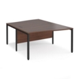 Maestro 25 back to back wave desks 1400mm deep - black bench leg frame and walnut top