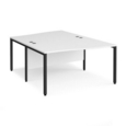 Maestro 25 back to back wave desks 1400mm deep - black bench leg frame and white top