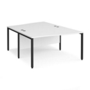 Maestro 25 back to back wave desks 1400mm deep - black bench leg frame and white top