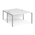 Maestro 25 back to back wave desks 1400mm deep - silver bench leg frame and white top