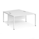 Maestro 25 back to back wave desks 1400mm deep - white bench leg frame and white top