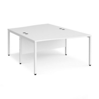 Maestro 25 back to back wave desks 1400mm deep - white bench leg frame and white top