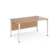 Maestro 25 straight desk 1400mm x 800mm - white bench leg frame and beech top