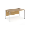 Maestro 25 straight desk 1400mm x 800mm - white bench leg frame and oak top