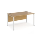 Maestro 25 straight desk 1400mm x 800mm - white bench leg frame and oak top