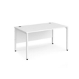 Maestro 25 straight desk 1400mm x 800mm - white bench leg frame and white top