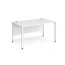 Maestro 25 straight desk 1400mm x 800mm - white bench leg frame and white top