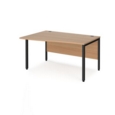 Maestro 25 left hand wave desk 1400mm wide - black bench leg frame and beech top