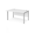 Maestro 25 left hand wave desk 1400mm wide - silver bench leg frame and white top