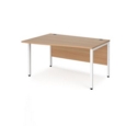 Maestro 25 left hand wave desk 1400mm wide - white bench leg frame and beech top