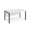 Maestro 25 right hand wave desk 1400mm wide - black bench leg frame and white top