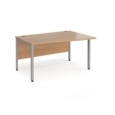 Maestro 25 right hand wave desk 1400mm wide - silver bench leg frame and beech top