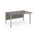 Maestro 25 right hand wave desk 1400mm wide - silver bench leg frame and grey oak top