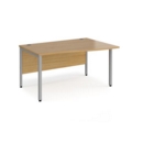 Maestro 25 right hand wave desk 1400mm wide - silver bench leg frame and oak top
