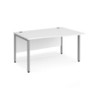 Maestro 25 right hand wave desk 1400mm wide - silver bench leg frame and white top