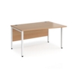 Maestro 25 right hand wave desk 1400mm wide - white bench leg frame and beech top