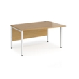 Maestro 25 right hand wave desk 1400mm wide - white bench leg frame and oak top