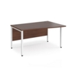 Maestro 25 right hand wave desk 1400mm wide - white bench leg frame and walnut top