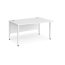 Maestro 25 right hand wave desk 1400mm wide - white bench leg frame and white top