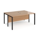 Maestro 25 back to back straight desks 1600mm x 1200mm - black bench leg frame and beech top