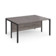 Maestro 25 back to back straight desks 1600mm x 1200mm - black bench leg frame and grey oak top