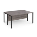 Maestro 25 back to back straight desks 1600mm x 1200mm - black bench leg frame and grey oak top