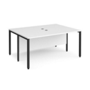 Maestro 25 back to back straight desks 1600mm x 1200mm - black bench leg frame and white top
