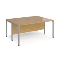 Maestro 25 back to back straight desks 1600mm x 1200mm - silver bench leg frame and oak top