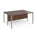 Maestro 25 back to back straight desks 1600mm x 1200mm - silver bench leg frame and walnut top