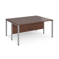 Maestro 25 back to back straight desks 1600mm x 1200mm - silver bench leg frame and walnut top