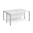Maestro 25 back to back straight desks 1600mm x 1200mm - silver bench leg frame and white top
