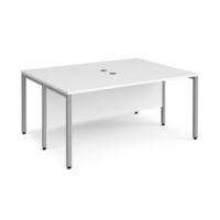 Maestro 25 back to back straight desks 1600mm x 1200mm - silver bench leg frame and white top