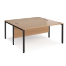 Maestro 25 back to back straight desks 1600mm x 1600mm - black bench leg frame and beech top