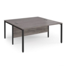 Maestro 25 back to back straight desks 1600mm x 1600mm - black bench leg frame and grey oak top
