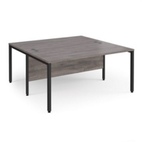 Maestro 25 back to back straight desks 1600mm x 1600mm - black bench leg frame and grey oak top