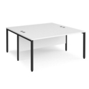 Maestro 25 back to back straight desks 1600mm x 1600mm - black bench leg frame and white top