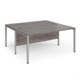 Maestro 25 back to back straight desks 1600mm x 1600mm - silver bench leg frame and grey oak top
