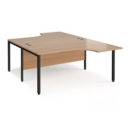Maestro 25 back to back ergonomic desks 1600mm deep - black bench leg frame and beech top