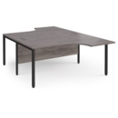 Maestro 25 back to back ergonomic desks 1600mm deep - black bench leg frame and grey oak top