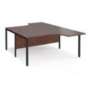 Maestro 25 back to back ergonomic desks 1600mm deep - black bench leg frame and walnut top