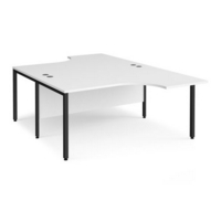 Maestro 25 back to back ergonomic desks 1600mm deep - black bench leg frame and white top