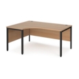 Maestro 25 left hand ergonomic desk 1600mm wide - black bench leg frame and beech top
