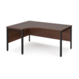 Maestro 25 left hand ergonomic desk 1600mm wide - black bench leg frame and walnut top