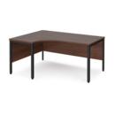 Maestro 25 left hand ergonomic desk 1600mm wide - black bench leg frame and walnut top