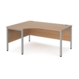 Maestro 25 left hand ergonomic desk 1600mm wide - silver bench leg frame and beech top