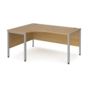 Maestro 25 left hand ergonomic desk 1600mm wide - silver bench leg frame and oak top