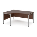 Maestro 25 left hand ergonomic desk 1600mm wide - silver bench leg frame and walnut top
