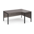 Maestro 25 right hand ergonomic desk 1600mm wide - black bench leg frame and grey oak top