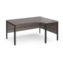 Maestro 25 right hand ergonomic desk 1600mm wide - black bench leg frame and grey oak top
